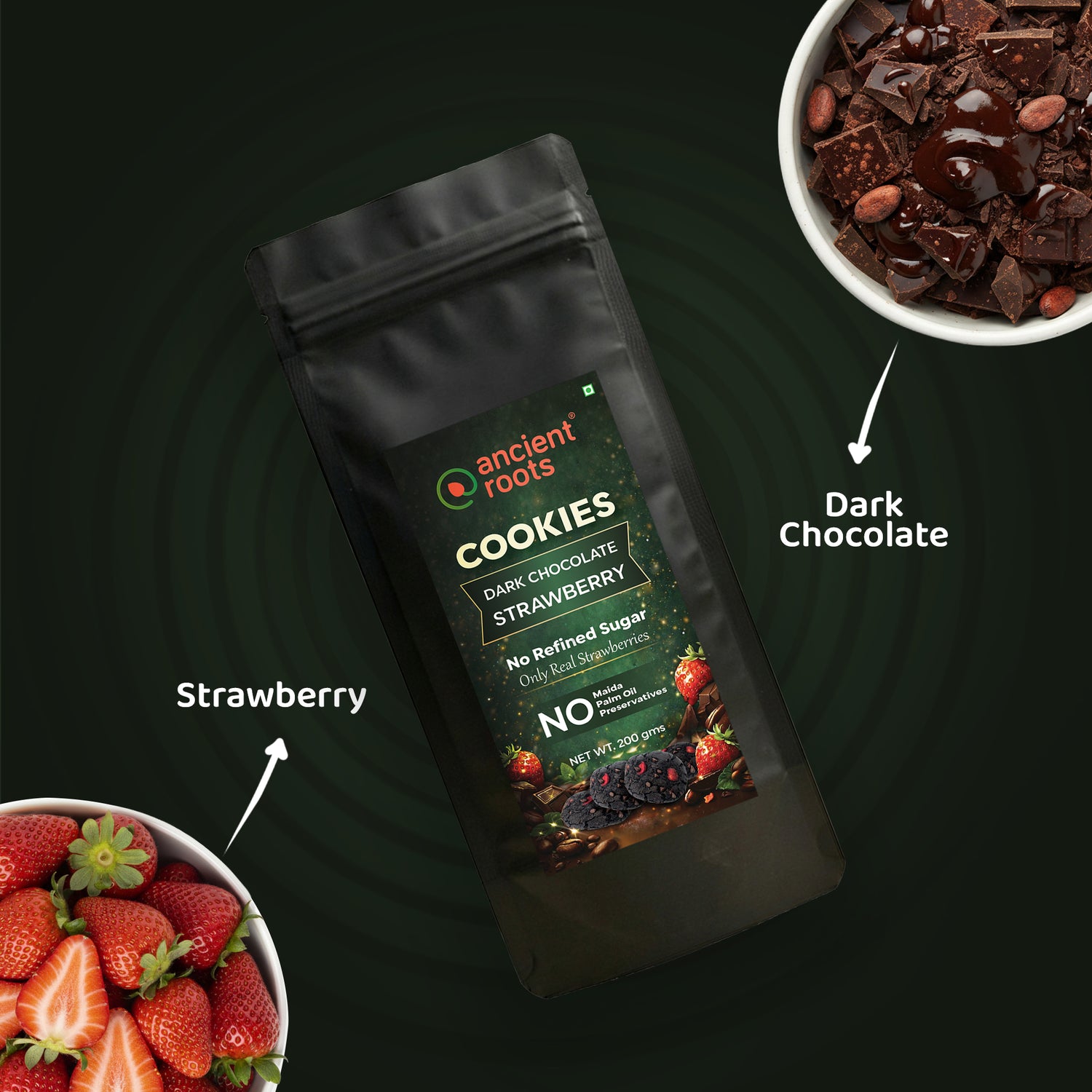 Healthier Dark Chocolate Strawberry Cookies