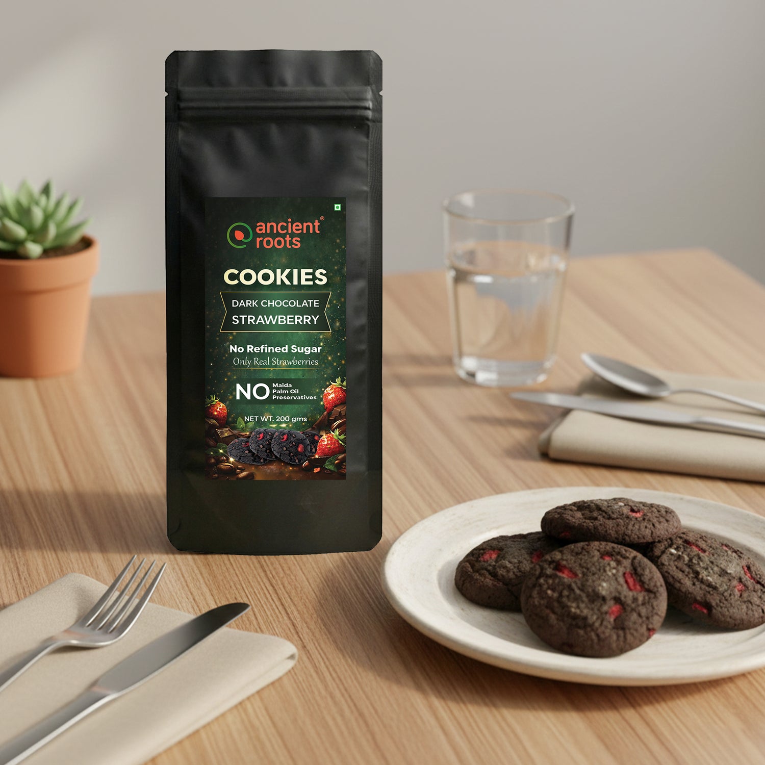 Healthier Dark Chocolate Strawberry Cookies