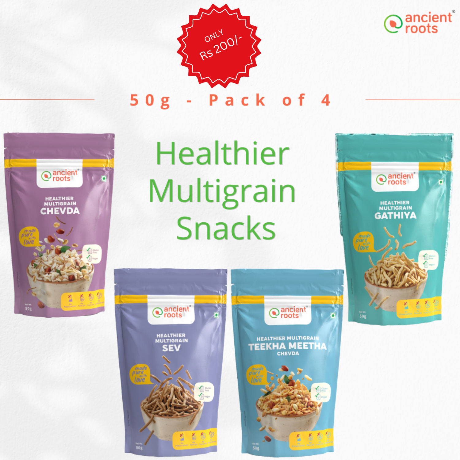 Healthier Multigrain Snacks Combo - 50g Pack of 4